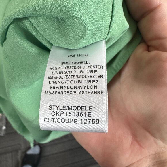 Halston Heritage Strapless Pleated Chiffon Dress Green Meadow | Size 8 | Sequin - Picture 11 of 11